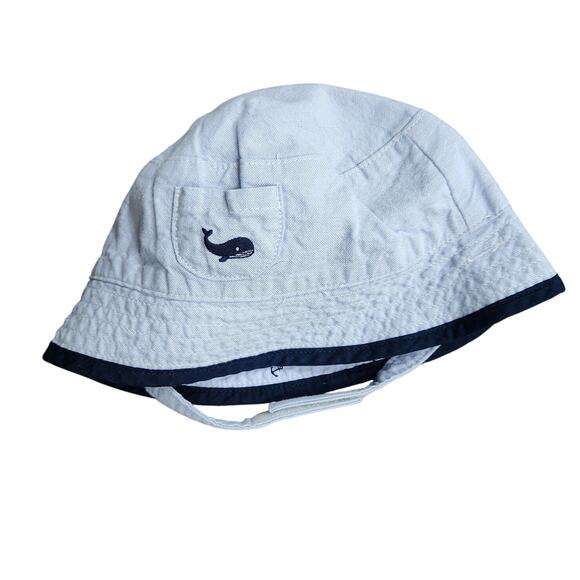 Janie and Jack Infant Cotton Reversible Bucket Hat Embroidered Whale & Anchors - Picture 3 of 7
